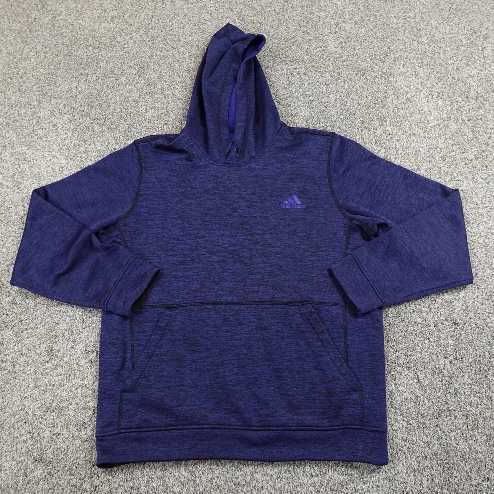 Adidas‎ Sweater Mens L Blue Logo ClimaWarm Pullover Sweatshirt Hoodie Athletic